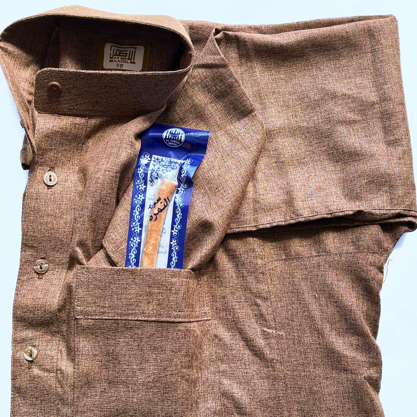 Men's Thobe Brown + FREE Miswak