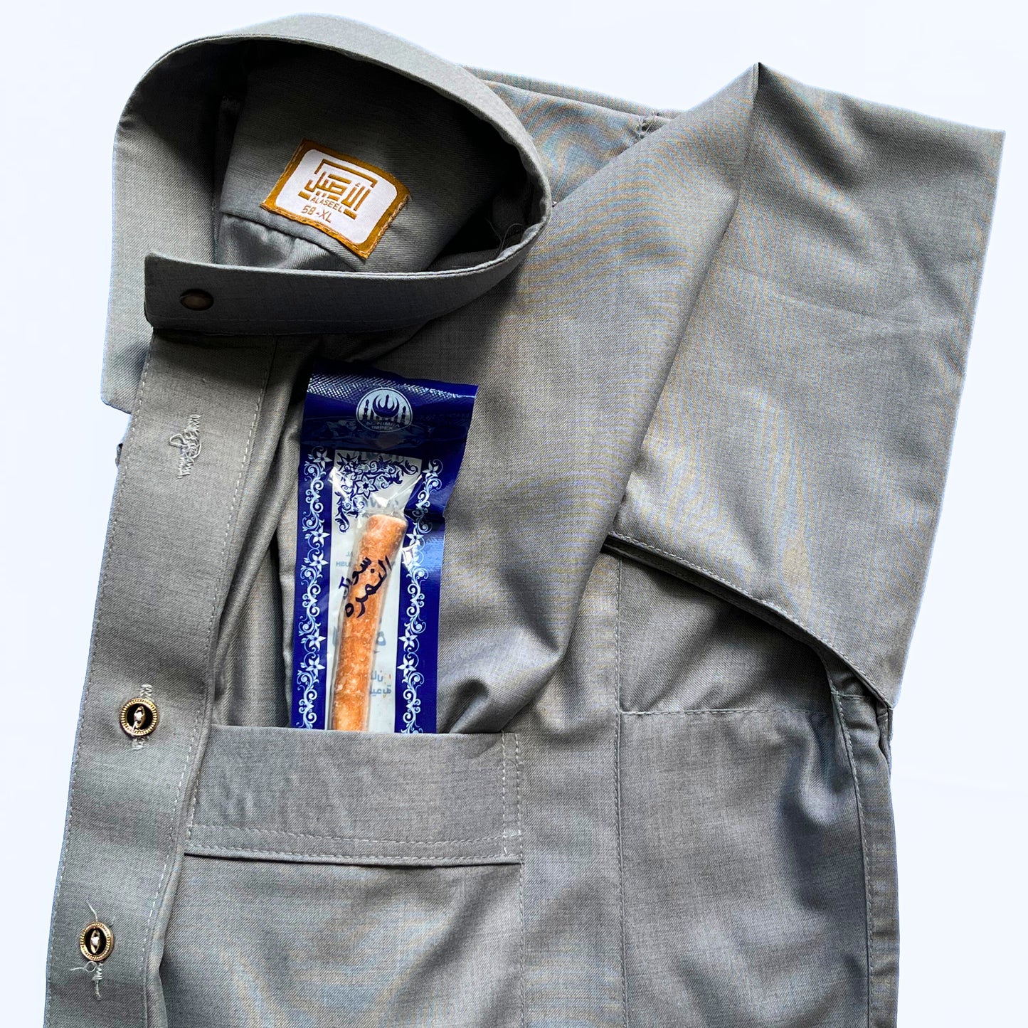 Men's Thobe Dark Grey + FREE Miswak
