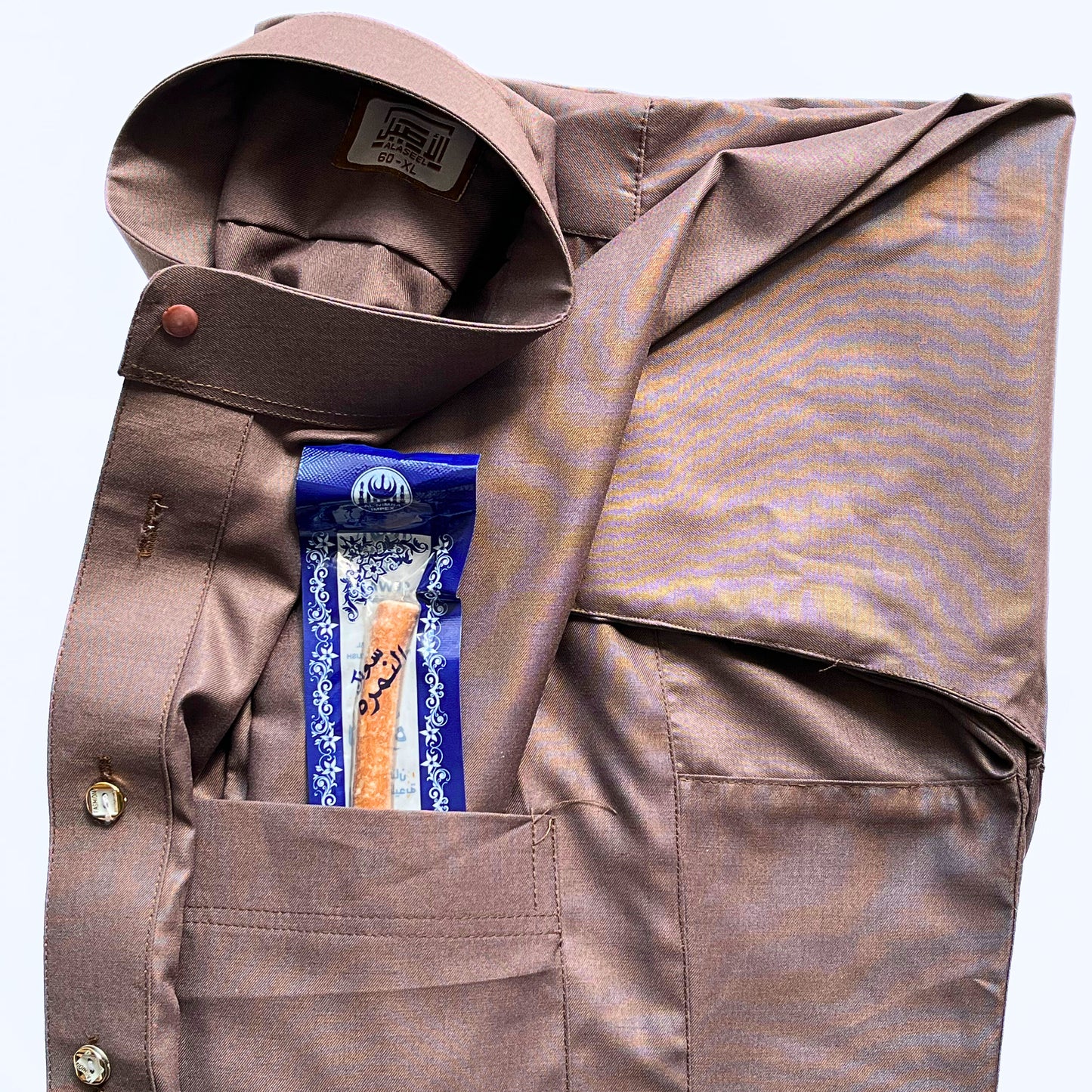 Men's Thobe Chocolate Brown + FREE Miswak
