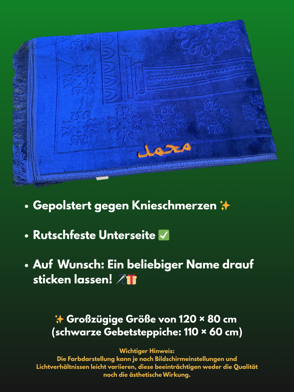 Gepolsterter Gebetsteppich (optional mit Namen 🪡 )