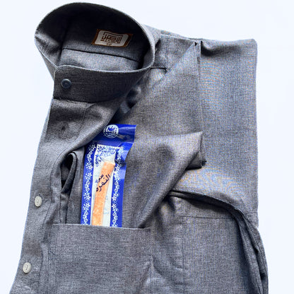 Men's Thobe Dark Grey/striped + FREE Miswak