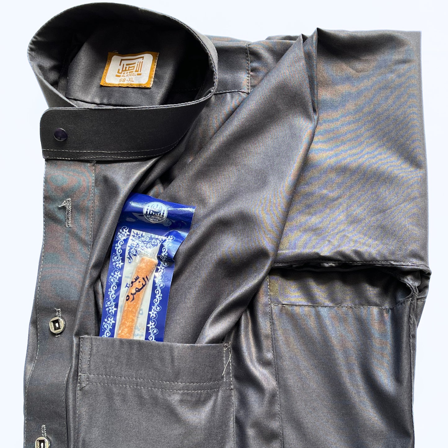 Men's Thobe Black + FREE Miswak