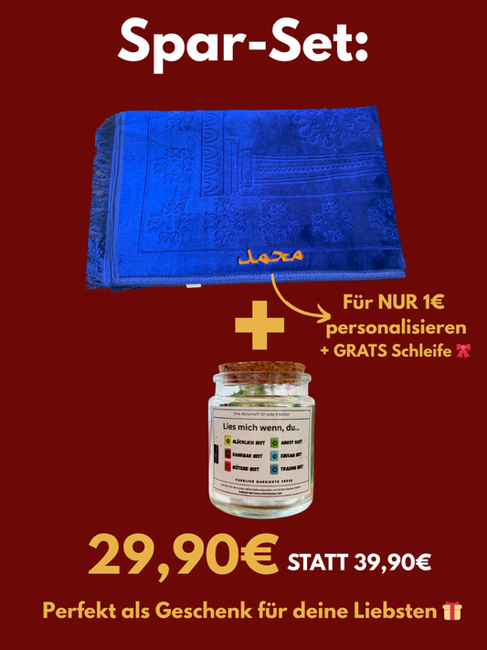 Spar-Set: Personalisierter Gebetsteppich + MuslimJar